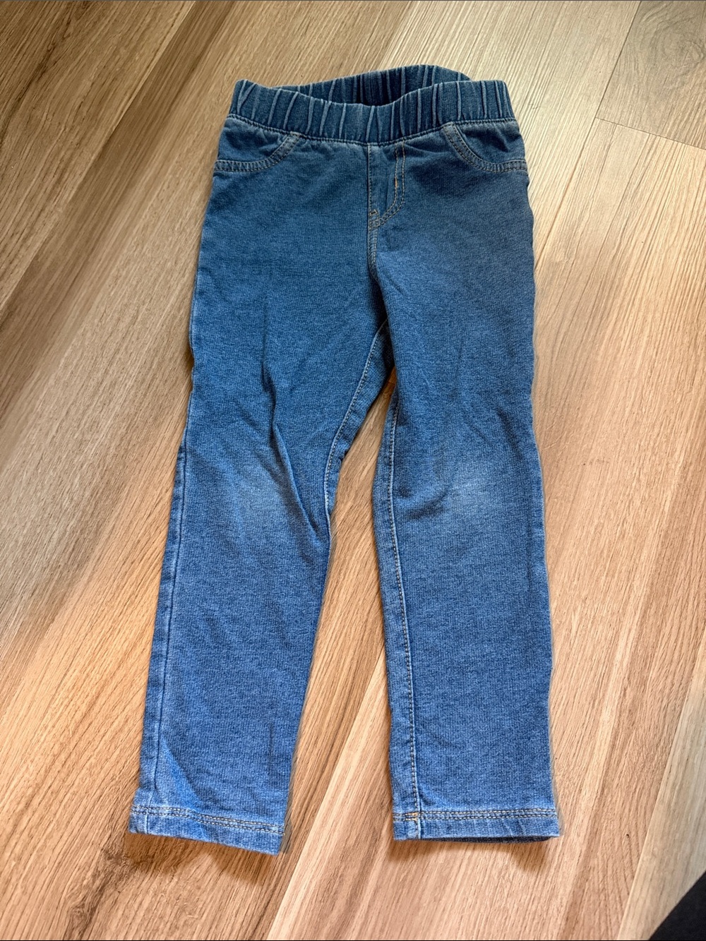 Kids Stretch Denim-Look Leggings - Blue
